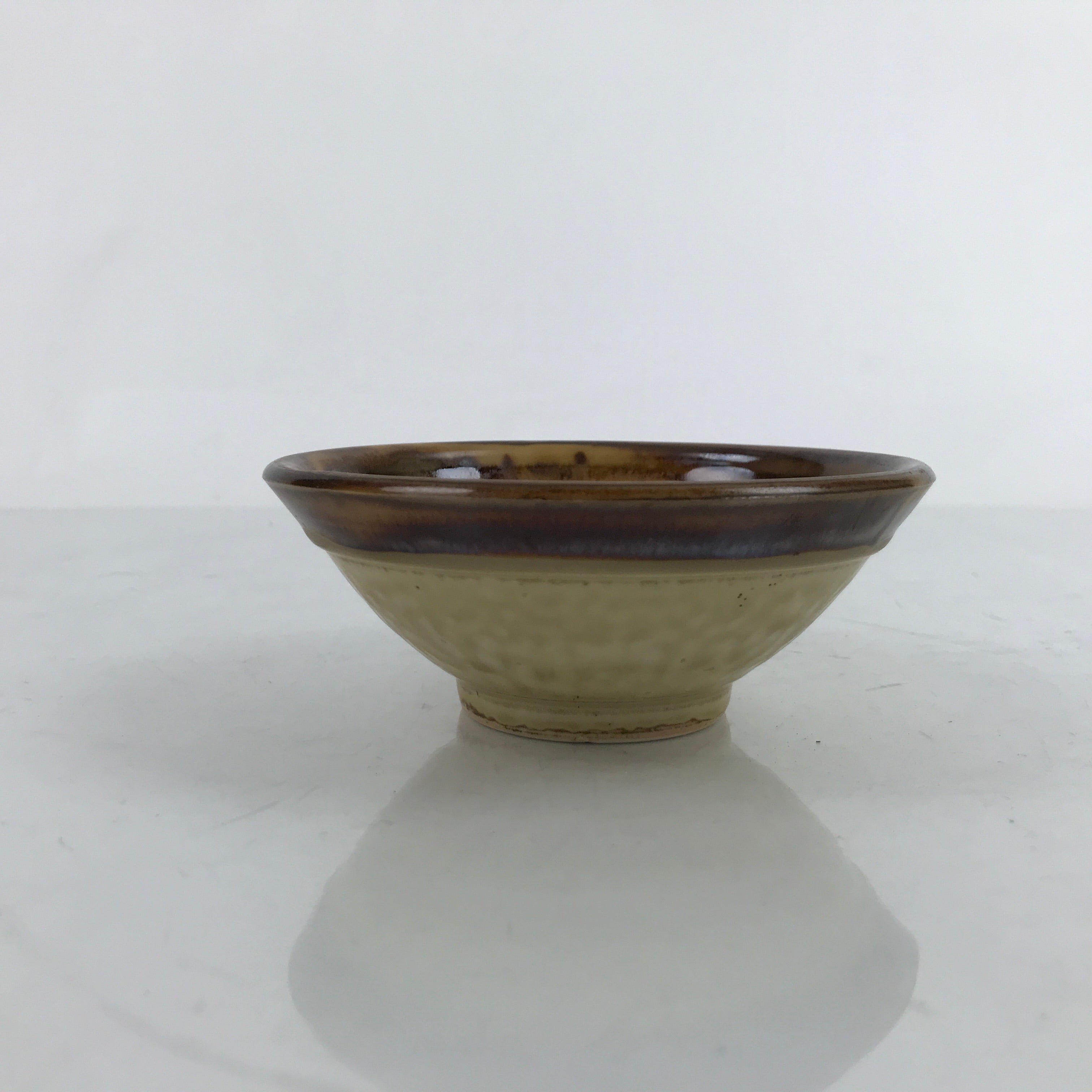 Japanese Ceramic Rice Bowl Owan Vtg Kobachi Textured Suribachi Style Brown Y96