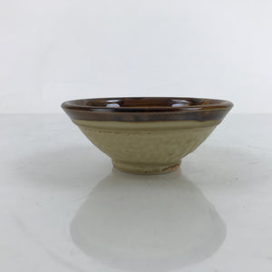 Japanese Ceramic Rice Bowl Owan Vtg Kobachi Textured Suribachi Style Brown Y96