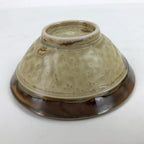 Japanese Ceramic Rice Bowl Owan Vtg Kobachi Textured Suribachi Style Brown Y97