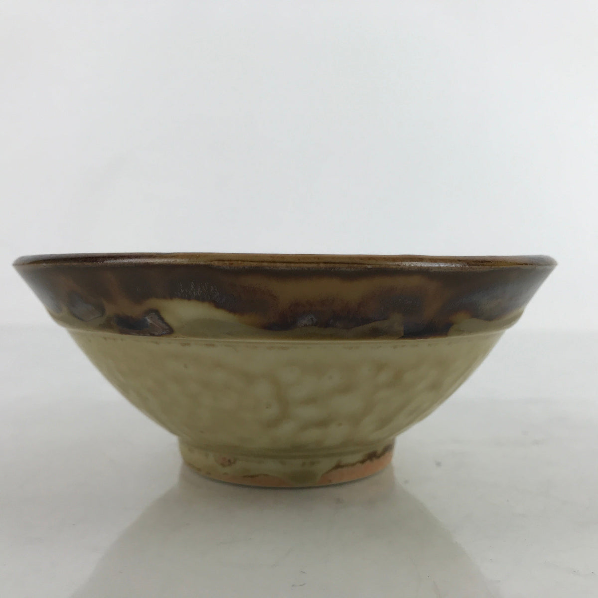Japanese Ceramic Rice Bowl Owan Vtg Kobachi Textured Suribachi Style Brown Y98