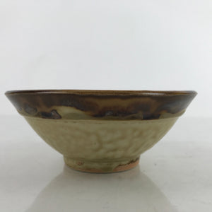 Japanese Ceramic Rice Bowl Owan Vtg Kobachi Textured Suribachi Style Brown Y98