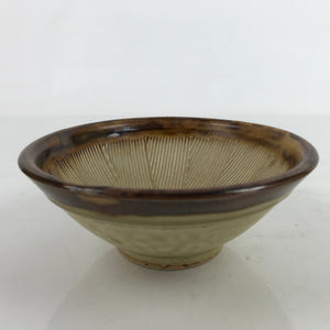 Japanese Ceramic Rice Bowl Owan Vtg Kobachi Textured Suribachi Style Brown Y98