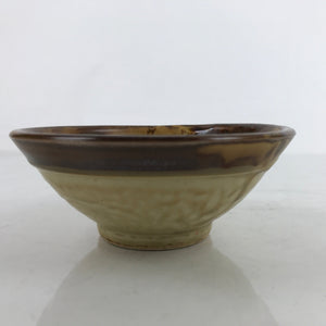 Japanese Ceramic Rice Bowl Owan Vtg Kobachi Textured Suribachi Style Brown Y99