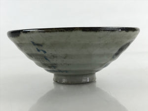 Japanese Ceramic Rice Bowl Vtg Chawan Pottery Yakimono Gray Cracked Glaze PY438