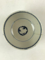 Japanese Ceramic Rice Bowl Vtg Cream Dark Blue Flower Chawan Pottery PY557