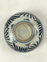 Japanese Ceramic Rice Bowl Vtg Cream Dark Blue Flower Chawan Pottery PY557