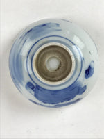 Japanese Ceramic Rice Bowl Vtg White Blue Landscape Chawan Pottery PY556