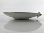 Japanese Ceramic Round Plate Vtg Small Ikebana Suiban Gray Glaze Spout PY739