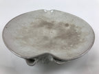 Japanese Ceramic Round Plate Vtg Small Ikebana Suiban Gray Glaze Spout PY739