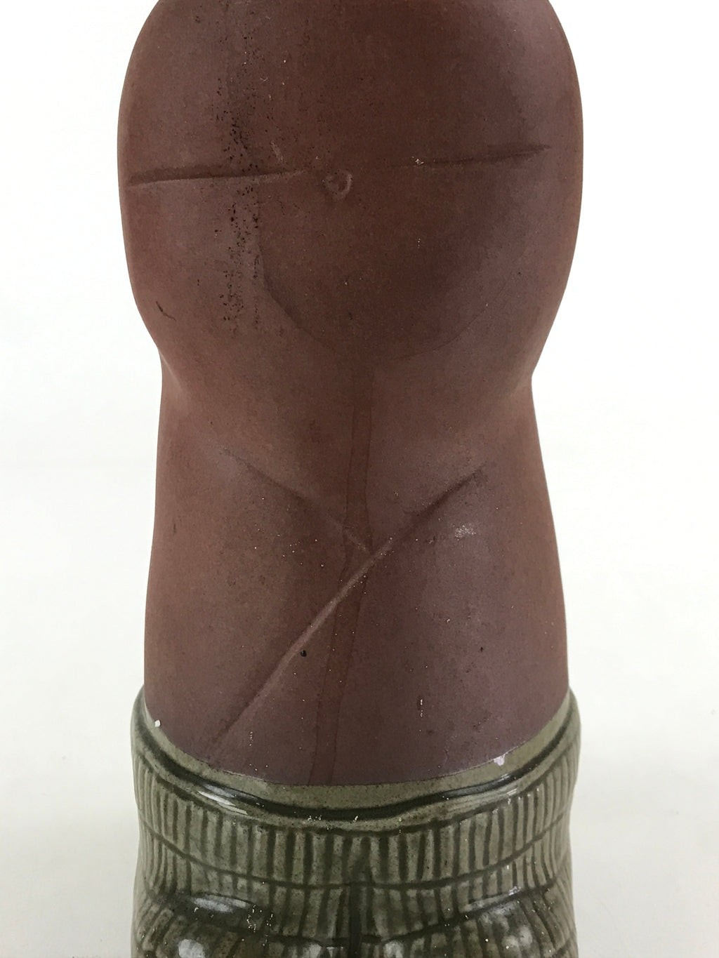 Japanese Ceramic Sake Bottle Aomori Tokkuri Hand-Written Kanji Vtg Brown TS508