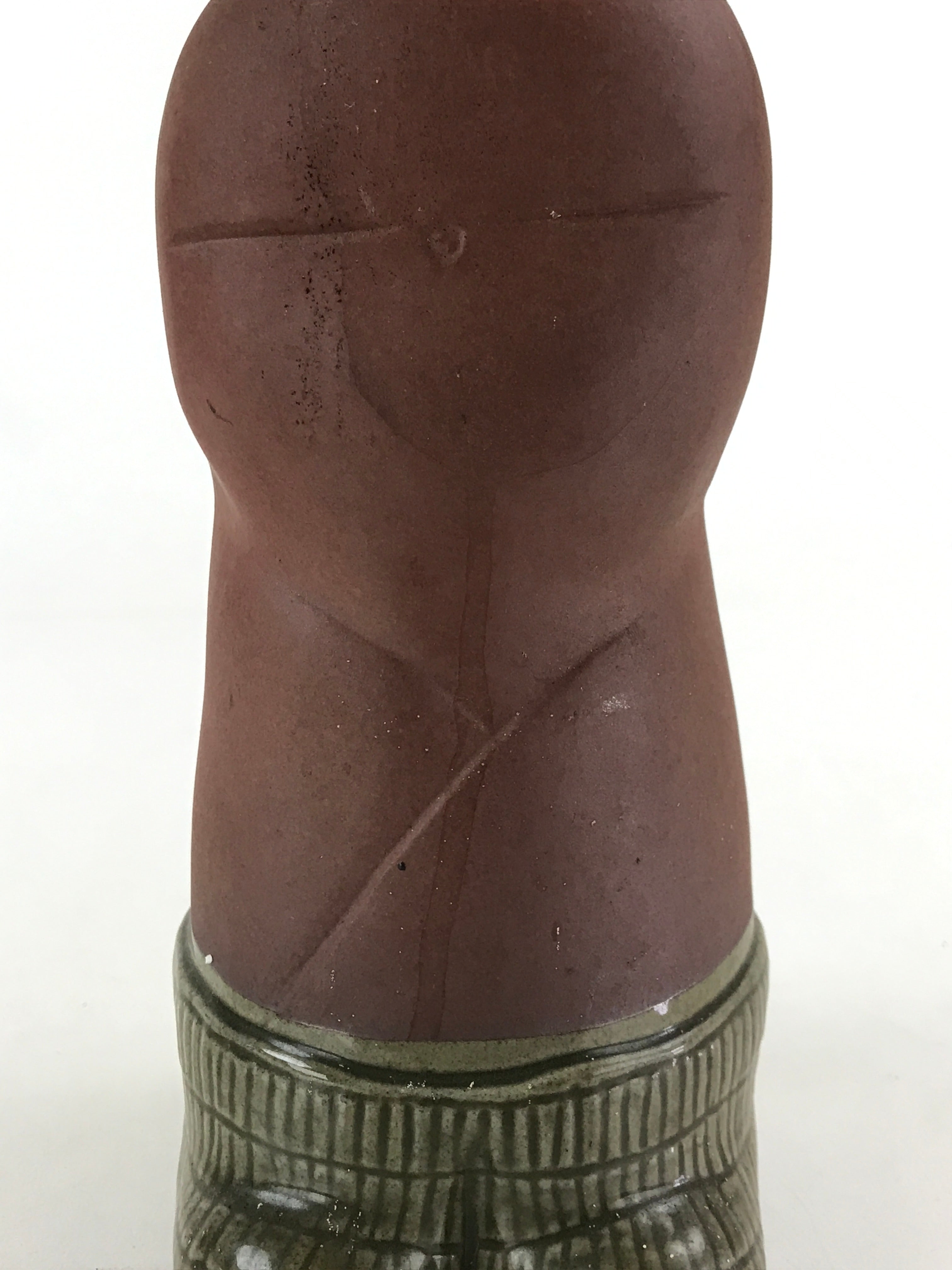 Japanese Ceramic Sake Bottle Aomori Tokkuri Hand-Written Kanji Vtg Brown TS508