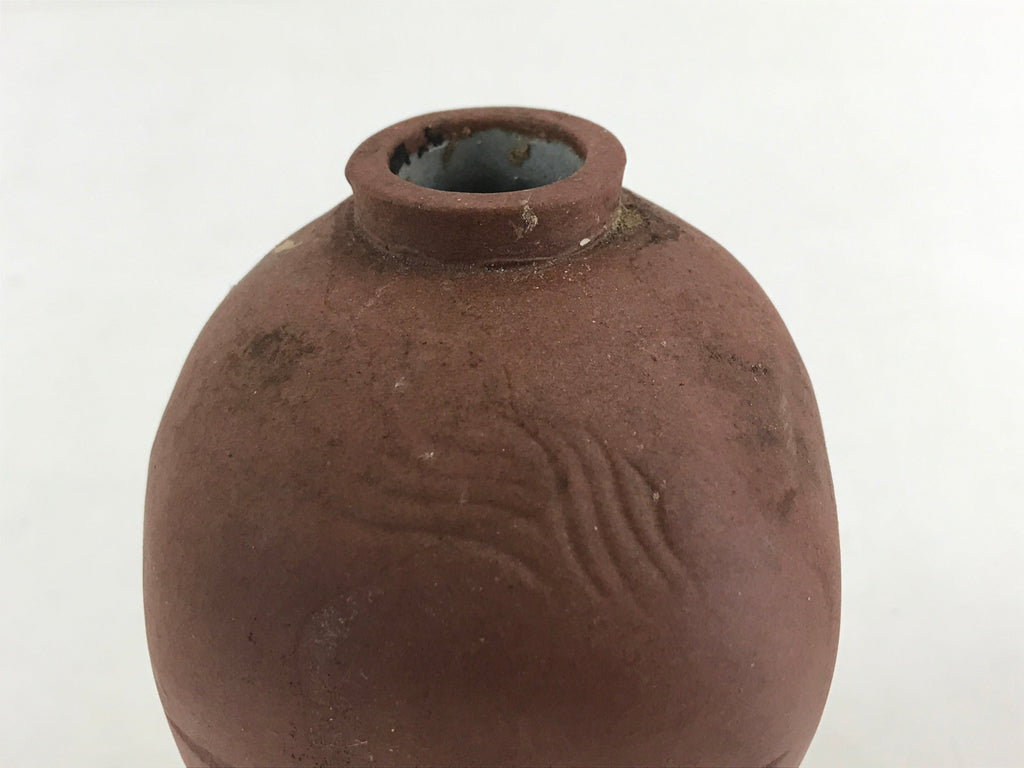 Japanese Ceramic Sake Bottle Aomori Tokkuri Hand-Written Kanji Vtg Brown TS508