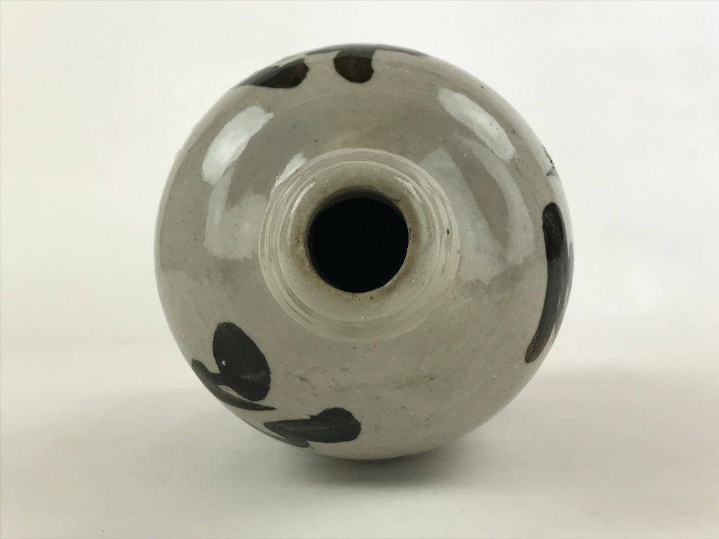 Japanese Ceramic Sake Bottle Kayoi-Tokkuri Antique Gray Hand-Written Kanji TS565