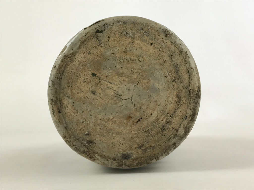 Japanese Ceramic Sake Bottle Kayoi-Tokkuri Antique Gray Hand-Written Kanji TS565