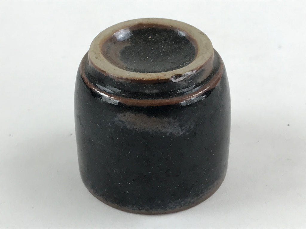 Japanese Ceramic Sake Bottle Kayoi-Tokkuri Pottery Onikoroshi Black Brown TS504