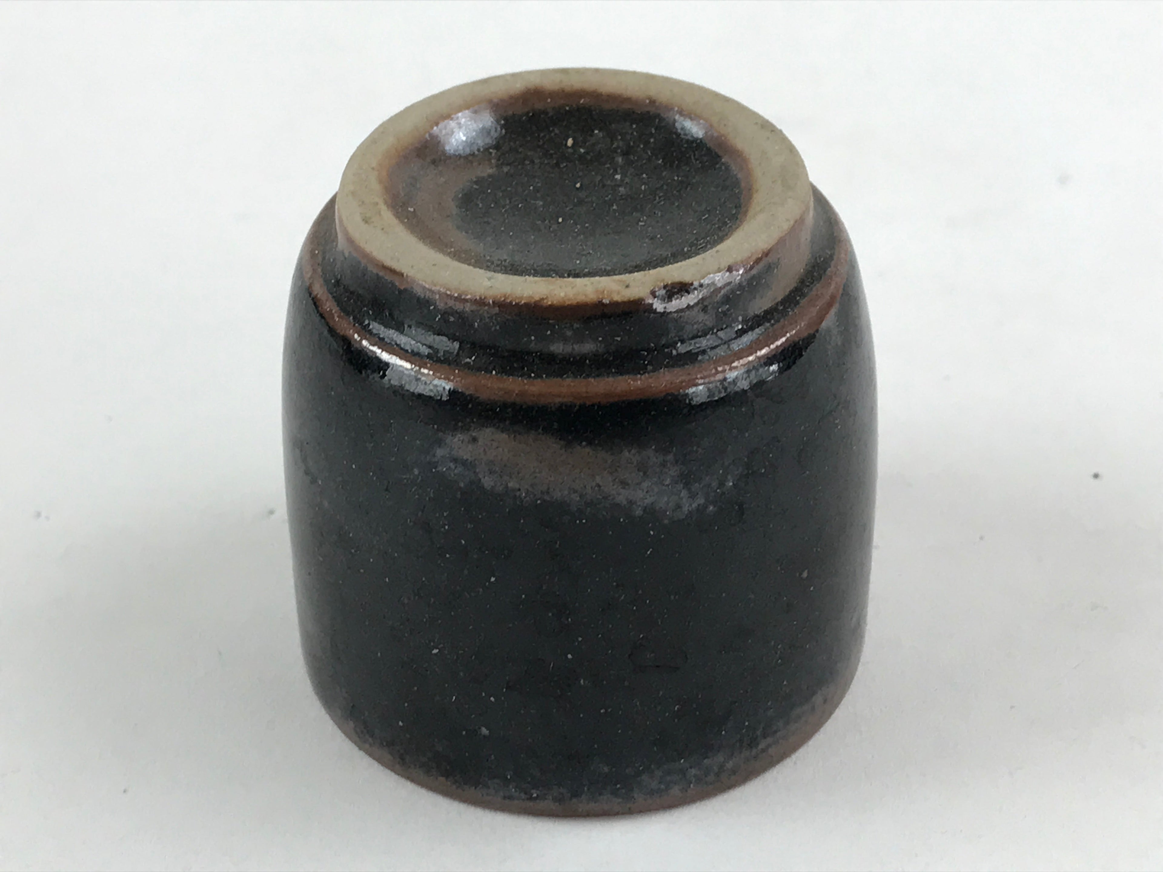 Japanese Ceramic Sake Bottle Kayoi-Tokkuri Pottery Onikoroshi Black Brown TS504