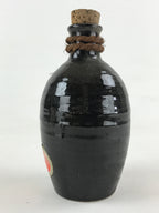 Japanese Ceramic Sake Bottle Kayoi-Tokkuri Pottery Onikoroshi Black Brown TS504