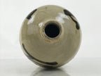 Japanese Ceramic Sake Bottle Kayoi-Tokkuri Vtg Beige Dark Brown Kanji TS787