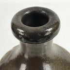 Japanese Ceramic Sake Bottle Kayoi-Tokkuri Vtg Beige Kanji Dark Brown TS744