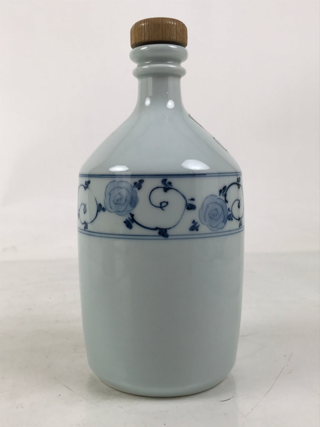 Japanese Ceramic Sake Bottle Kayoi-Tokkuri Vtg Beniotome Shochu Blue White TS795