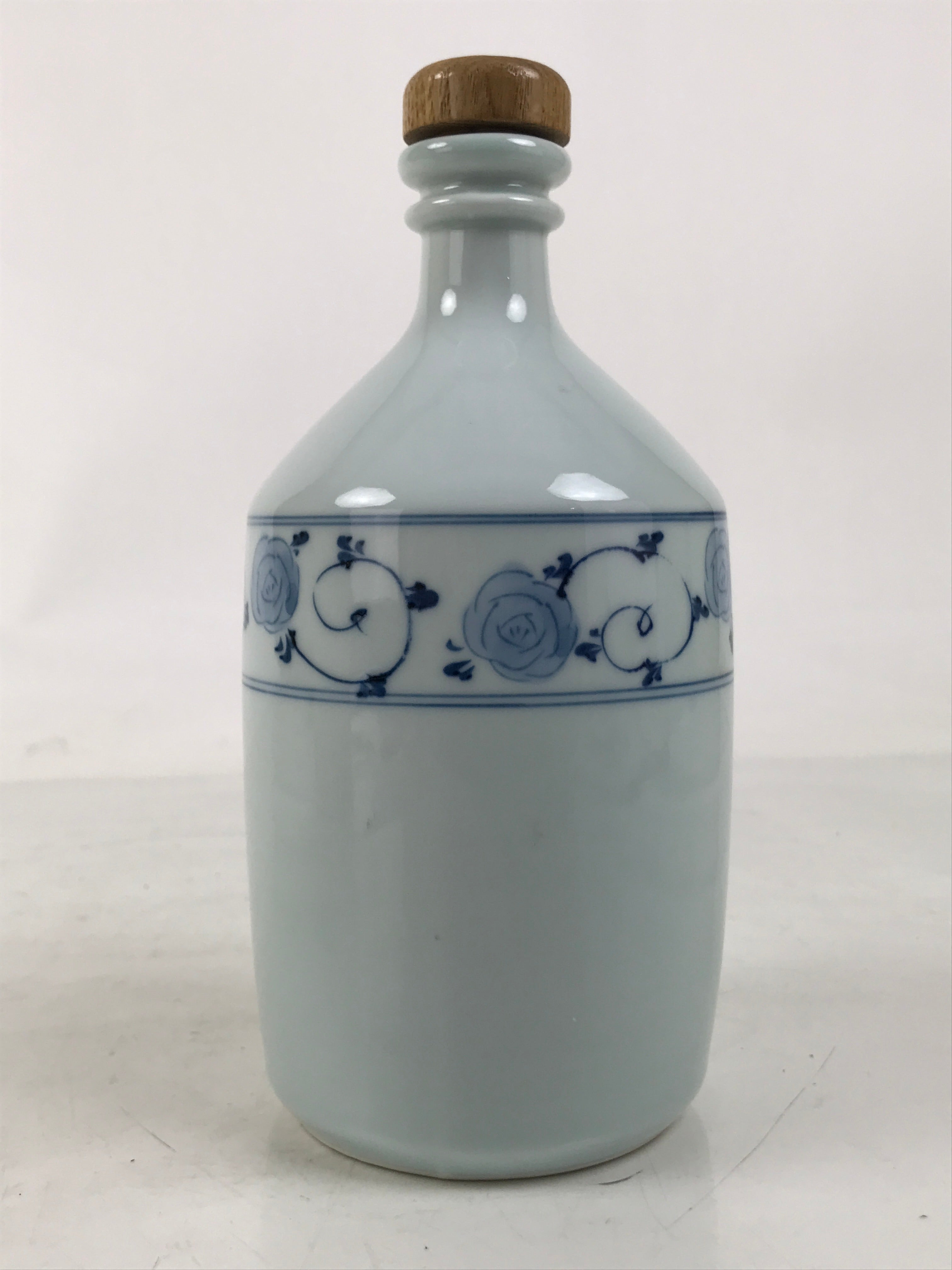 Japanese Ceramic Sake Bottle Kayoi-Tokkuri Vtg Beniotome Shochu Blue White TS795