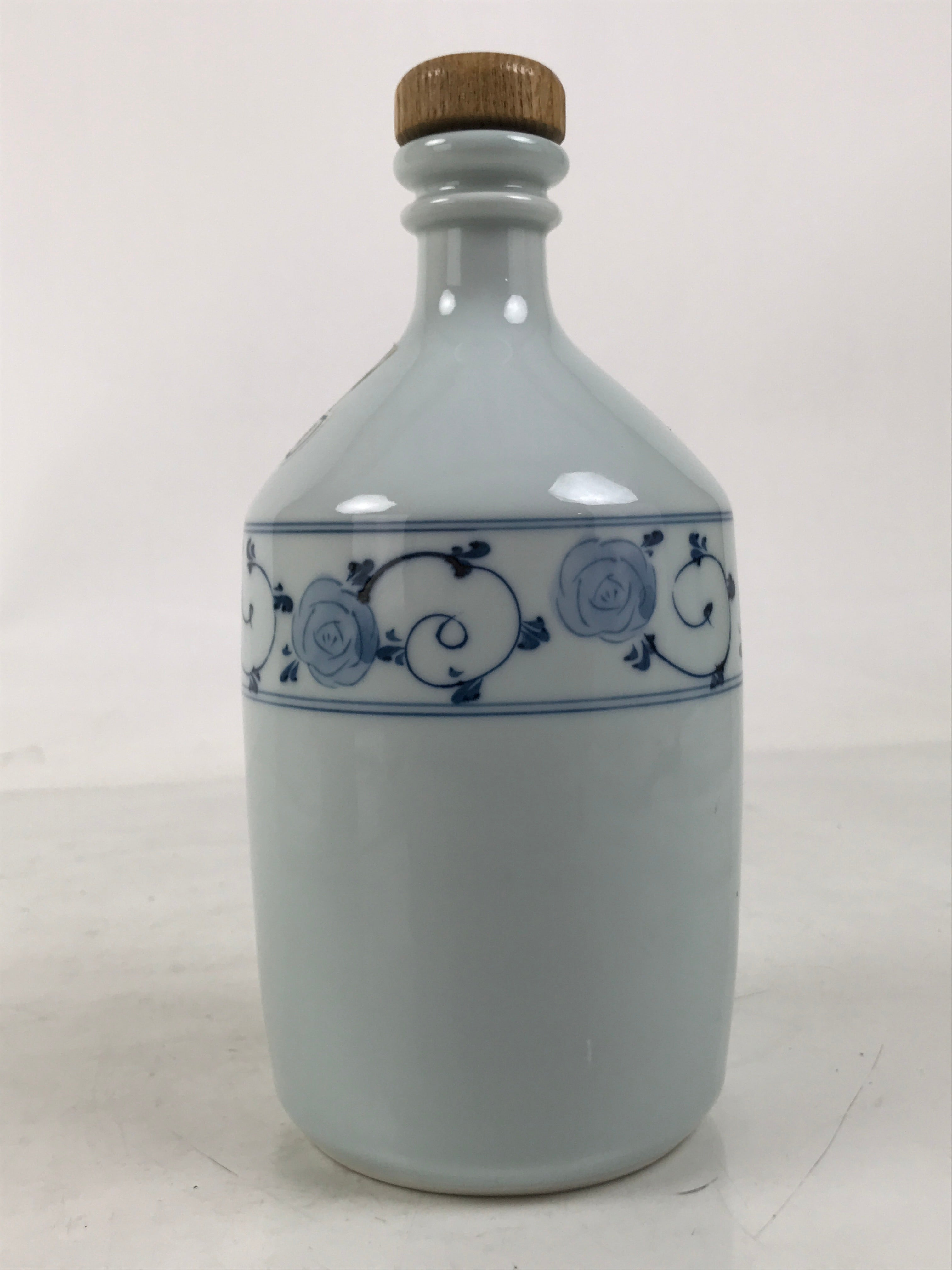 Japanese Ceramic Sake Bottle Kayoi-Tokkuri Vtg Beniotome Shochu Blue White TS795