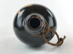 Japanese Ceramic Sake Bottle Kayoi-Tokkuri Vtg Black Hand-Written Kanji TS580