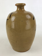 Japanese Ceramic Sake Bottle Kayoi-Tokkuri Vtg Brown Hand-Written Kanji TS564