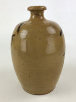 Japanese Ceramic Sake Bottle Kayoi-Tokkuri Vtg Brown Hand-Written Kanji TS564