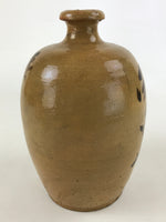 Japanese Ceramic Sake Bottle Kayoi-Tokkuri Vtg Brown Hand-Written Kanji TS564