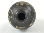 Japanese Ceramic Sake Bottle Kayoi-Tokkuri Vtg Brown Hand-Written Kanji TS613