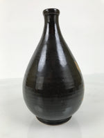 Japanese Ceramic Sake Bottle Kayoi-Tokkuri Vtg Brown Hida Round Sansha TS862