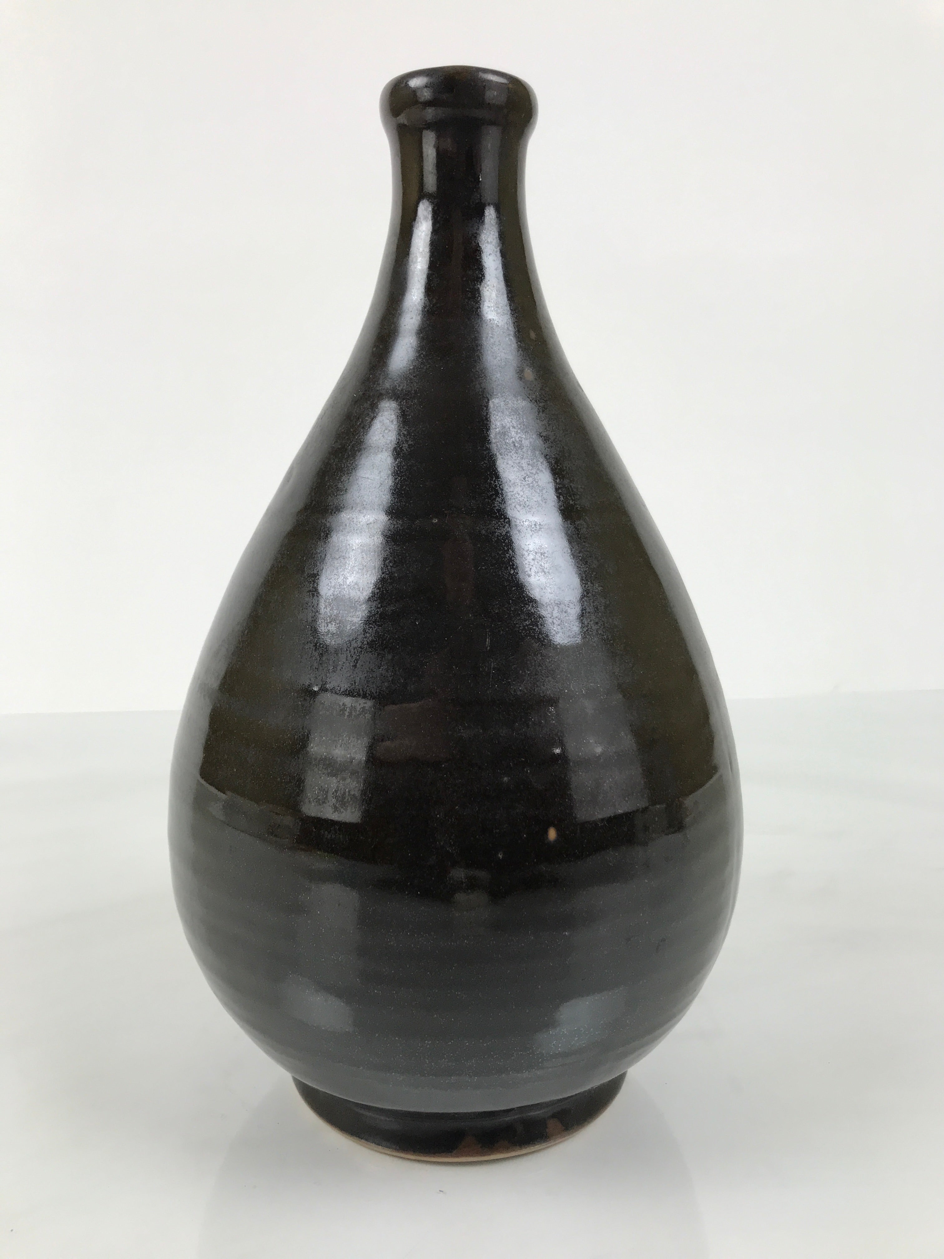 Japanese Ceramic Sake Bottle Kayoi-Tokkuri Vtg Brown Hida Round Sansha TS862