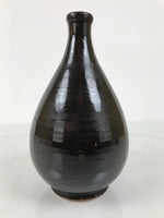 Japanese Ceramic Sake Bottle Kayoi-Tokkuri Vtg Brown Hida Round Sansha TS862