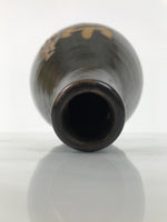 Japanese Ceramic Sake Bottle Kayoi-Tokkuri Vtg Brown Hida Round Sansha TS862