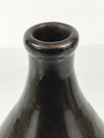 Japanese Ceramic Sake Bottle Kayoi-Tokkuri Vtg Brown Hida Round Sansha TS862
