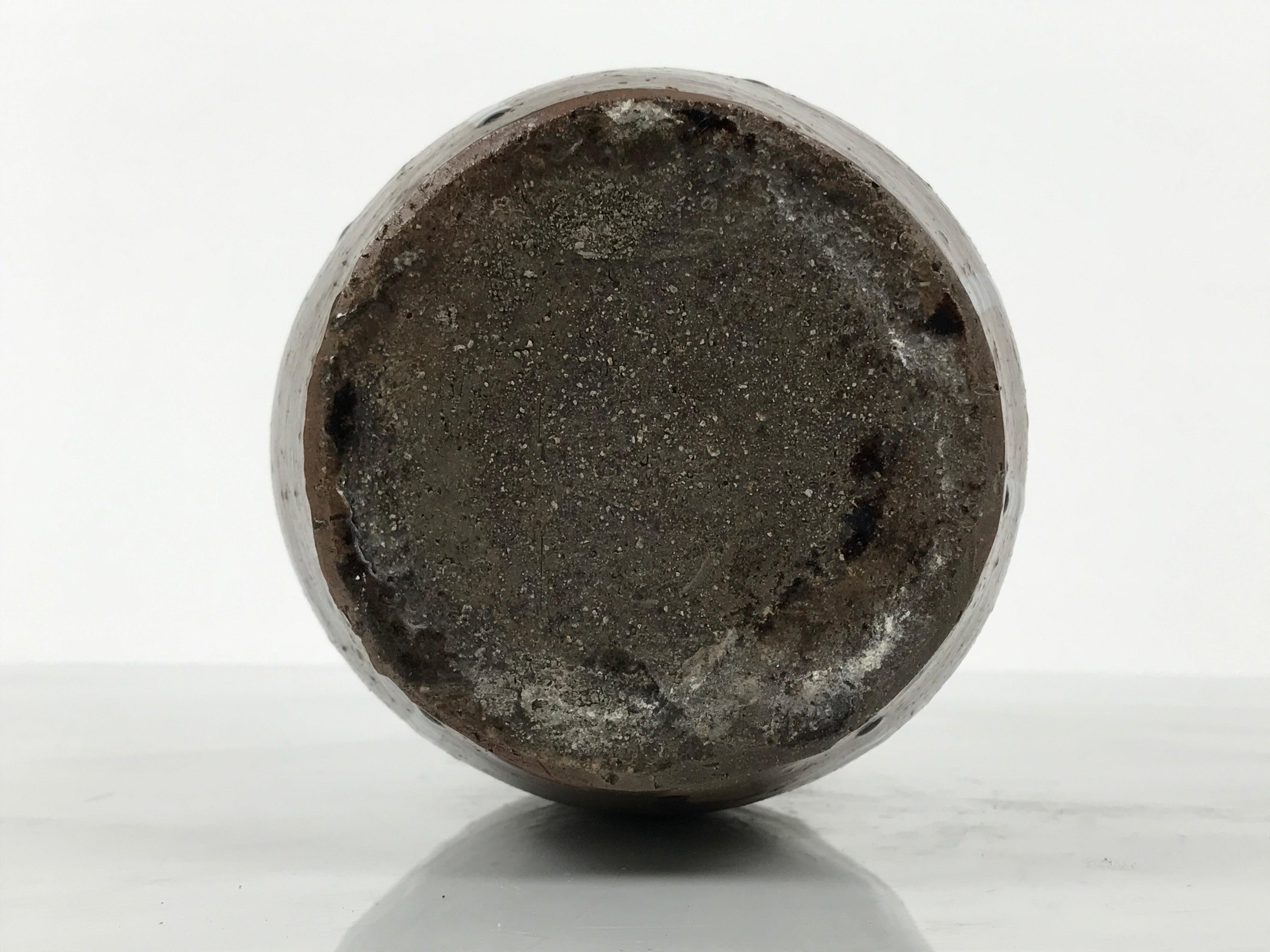 Japanese Ceramic Sake Bottle Kayoi-Tokkuri Vtg Brown Round Crane Neck TS869