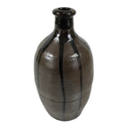 Japanese Ceramic Sake Bottle Kayoi-Tokkuri Vtg Brown Round Crane Neck TS869