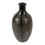 Japanese Ceramic Sake Bottle Kayoi-Tokkuri Vtg Brown Round Crane Neck TS869