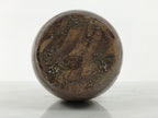 Japanese Ceramic Sake Bottle Kayoi-Tokkuri Vtg Brown Round Wax Resist TS870