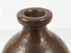 Japanese Ceramic Sake Bottle Kayoi-Tokkuri Vtg Brown Round Wax Resist TS871