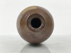 Japanese Ceramic Sake Bottle Kayoi-Tokkuri Vtg Brown Round Wax Resist TS872