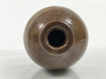 Japanese Ceramic Sake Bottle Kayoi-Tokkuri Vtg Brown Round Wax Resist TS873