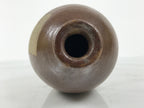Japanese Ceramic Sake Bottle Kayoi-Tokkuri Vtg Brown Round Wax Resist TS874