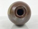 Japanese Ceramic Sake Bottle Kayoi-Tokkuri Vtg Brown Round Wax Resist TS874