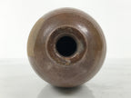 Japanese Ceramic Sake Bottle Kayoi-Tokkuri Vtg Brown Round Wax Resist TS875