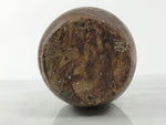 Japanese Ceramic Sake Bottle Kayoi-Tokkuri Vtg Brown Round Wax Resist TS875