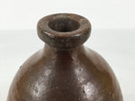 Japanese Ceramic Sake Bottle Kayoi-Tokkuri Vtg Brown Round Wax Resist TS875