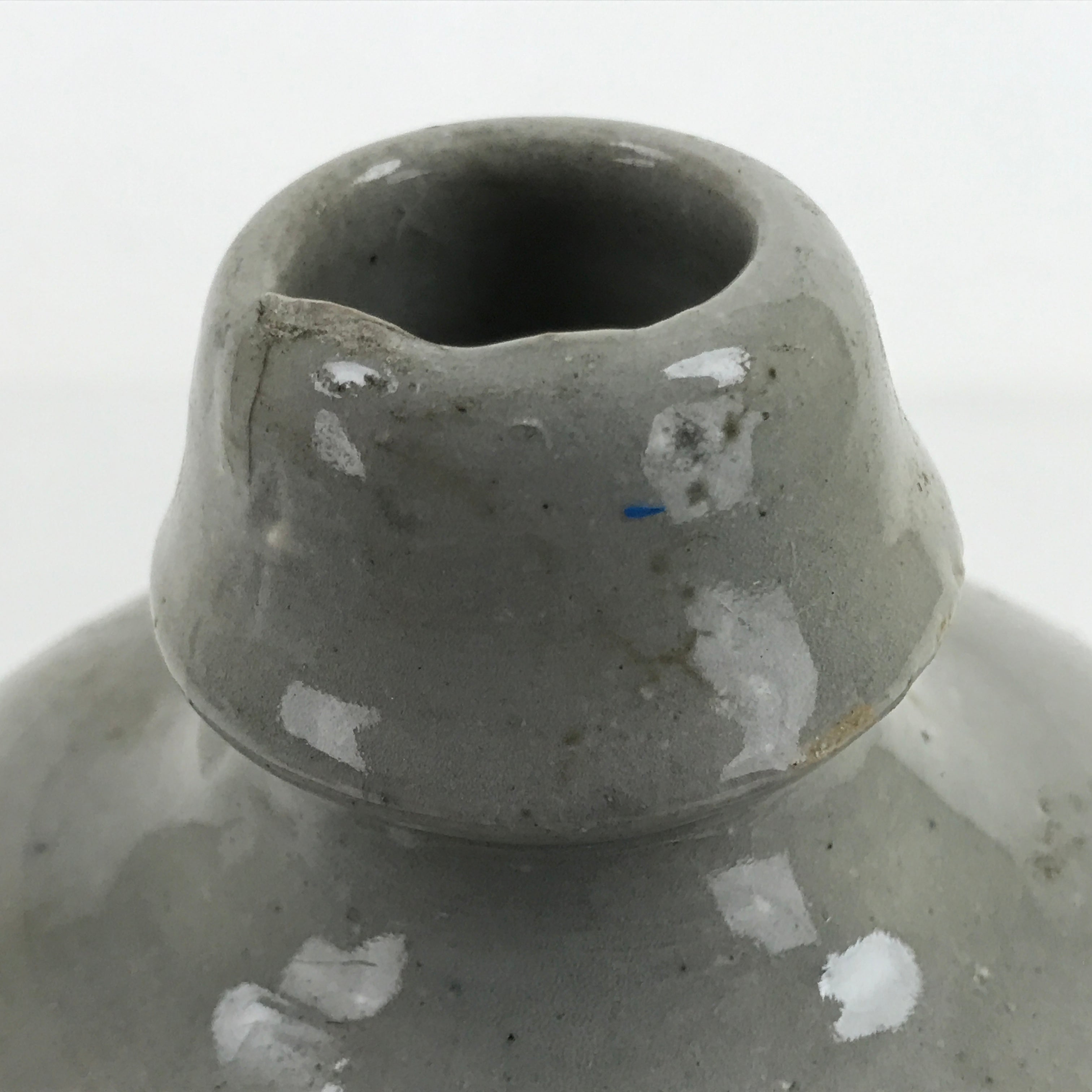 Japanese Ceramic Sake Bottle Kayoi-Tokkuri Vtg Classic Black Kanji Gray TS757
