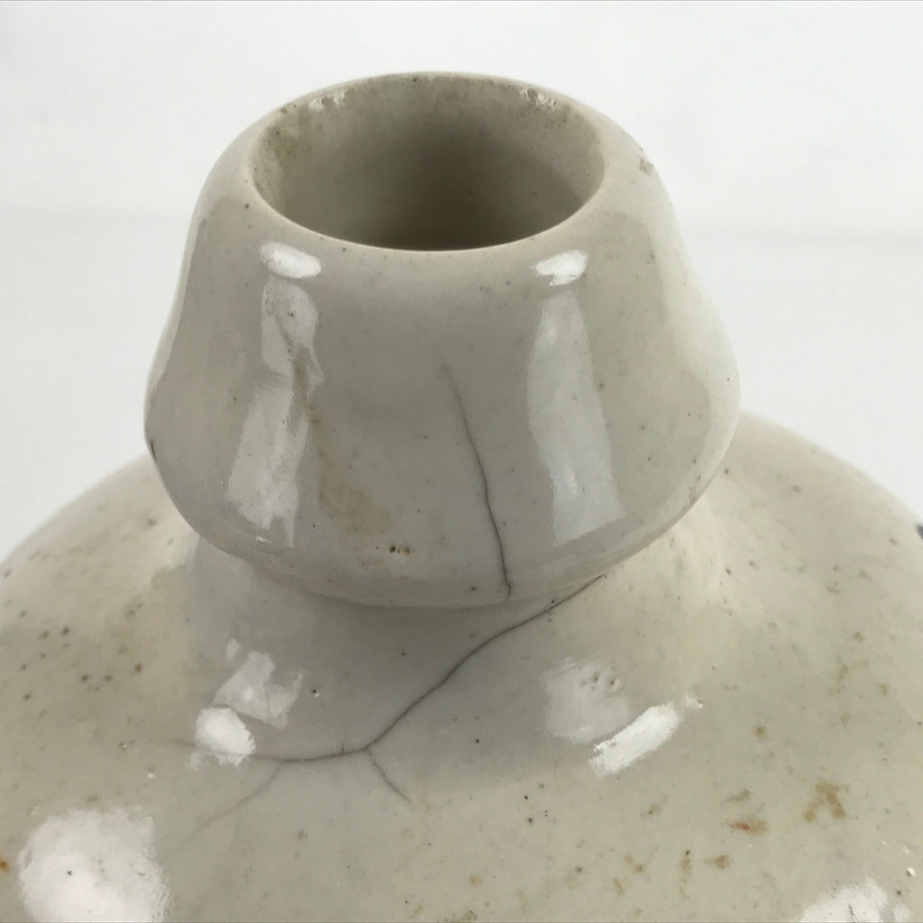 Japanese Ceramic Sake Bottle Kayoi-Tokkuri Vtg Classic Black Kanji Gray TS760